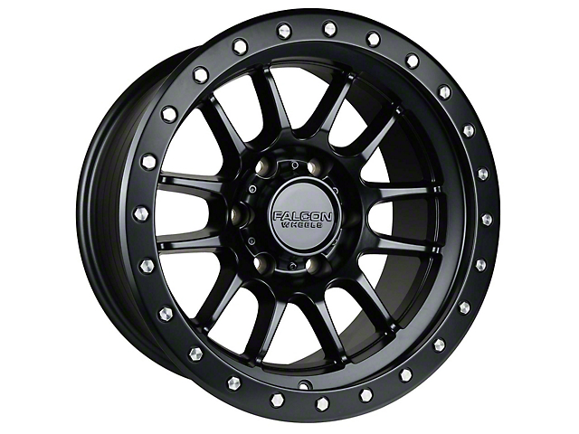Falcon Wheels T7 Series Matte Black with Matte Black Ring 6-Lug Wheel; 17x9; -12mm Offset (05-15 Tacoma)