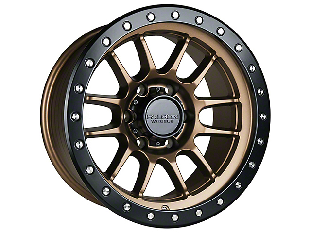 Falcon Wheels T7 Series Matte Bronze with Matte Black Ring 6-Lug Wheel; 17x9; -12mm Offset (05-15 Tacoma)