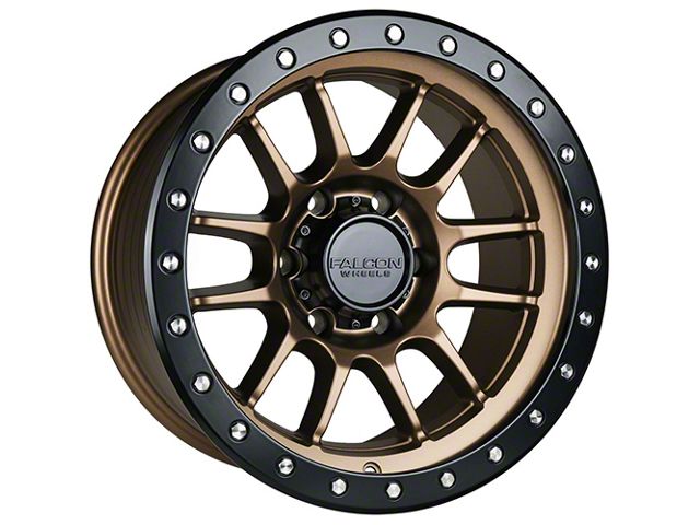Falcon Wheels T7 Series Matte Bronze with Matte Black Ring 6-Lug Wheel; 17x9; -12mm Offset (10-24 4Runner)