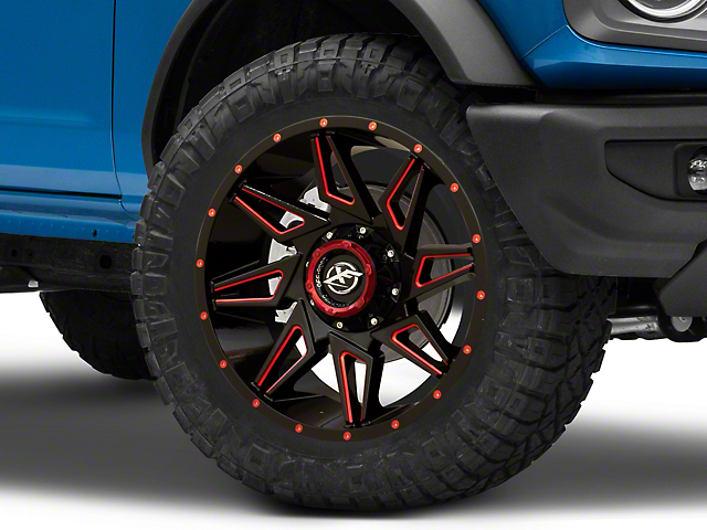 XF Offroad XF-218 Gloss Black Red Milled 6-Lug Wheel; 20x9; 12mm Offset (03-09 4Runner)