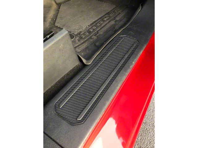 Front Door Sill Overlays; Raw Carbon Fiber (21-24 Bronco)