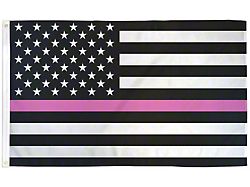 3-Foot x 5-Foot USA Flag; Pink Stripe