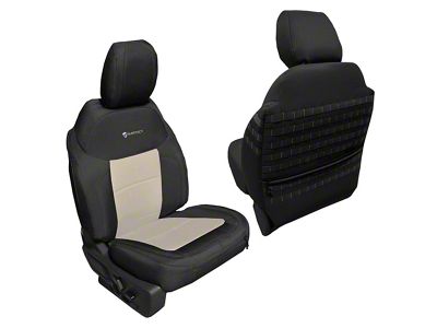 Bartact Tactical Front Seat Covers; Black/Khaki (21-23 Bronco)