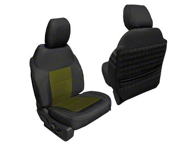 Bartact Tactical Front Seat Covers; Black/Olive Drab (21-23 Bronco)
