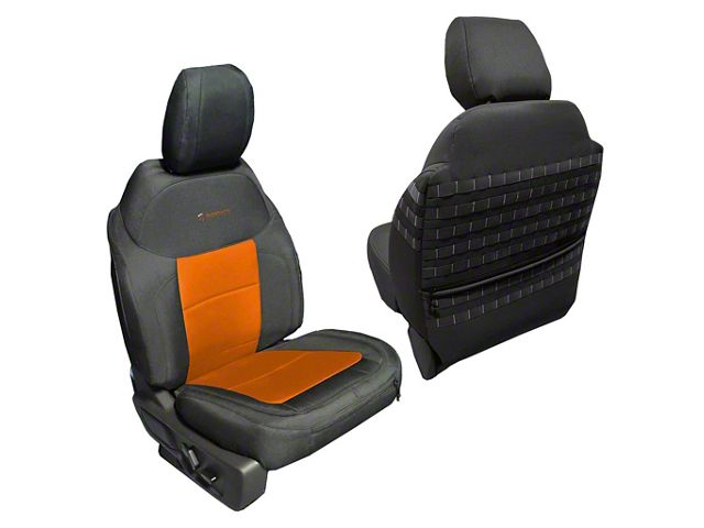 Bartact Tactical Front Seat Covers; Black/Orange (21-24 Bronco)