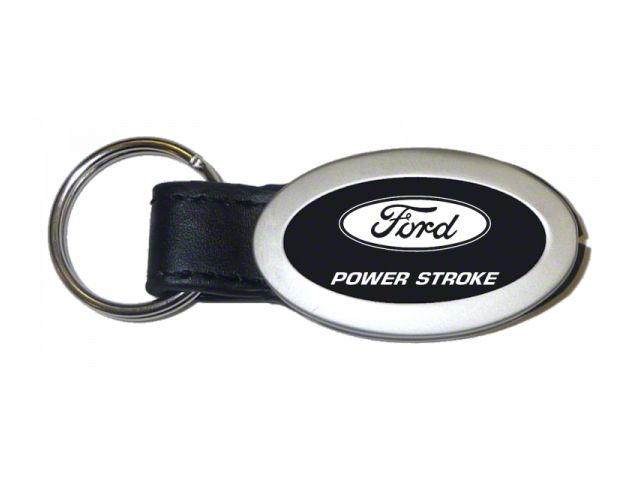 Powerstroke Oval Black Leather Key Fob