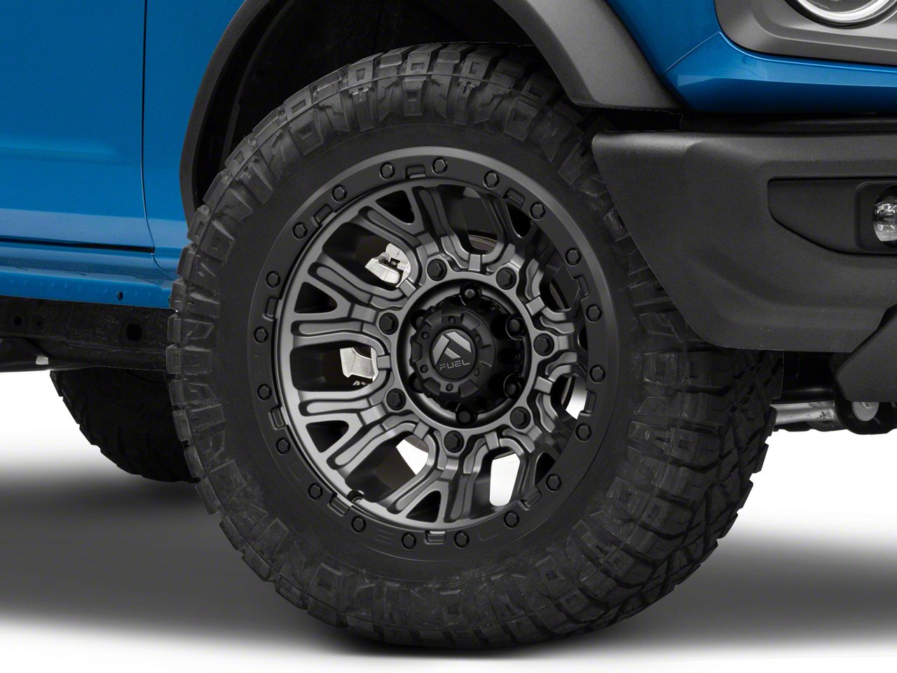 Fuel Wheels Bronco Traction Matte Gunmetal with Black Ring 6-Lug Wheel ...