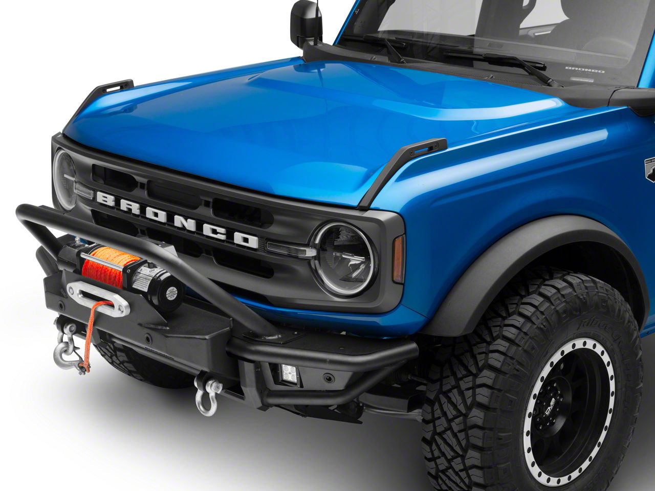 RedRock Bronco HD Tubular Front Winch Mount Bumper with LED Fog Lights ...