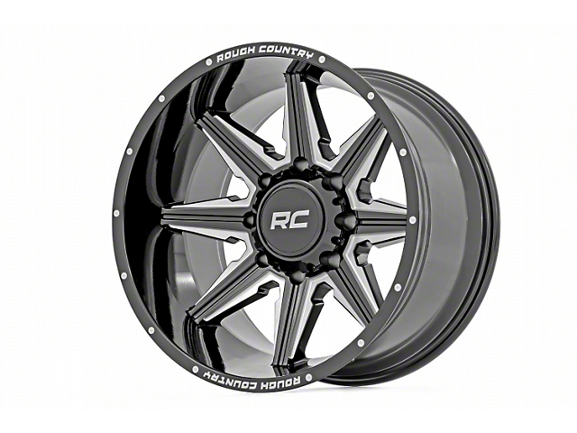 Rough Country One-Piece Series 91 Gloss Black Milled 6-Lug Wheel; 20x12; -44mm Offset (22-23 Tundra)