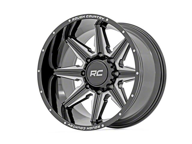 Rough Country 91 Series Gloss Black Milled 6-Lug Wheel; 22x12; -44mm Offset (16-23 Tacoma)