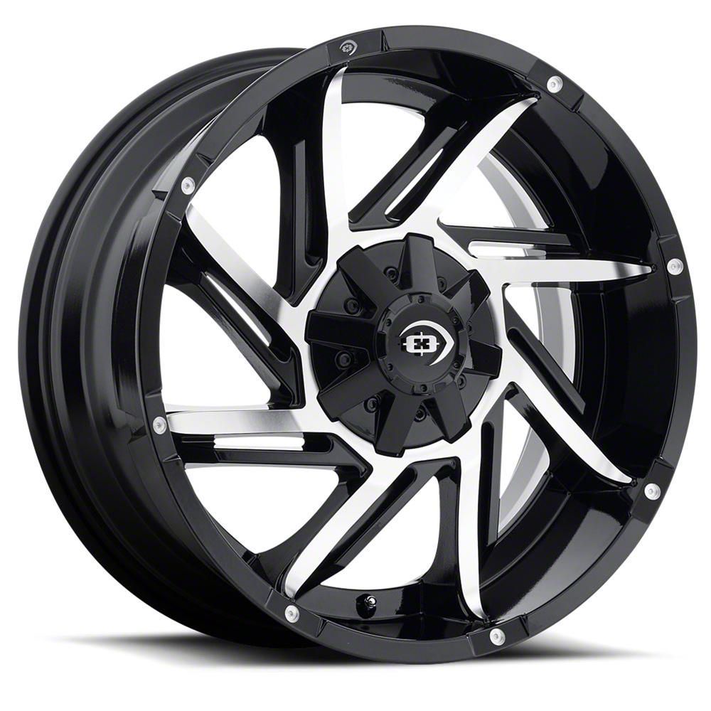 22x12 Vision Rocker Black Wheels Rims 33 AT Tires Package 8x170