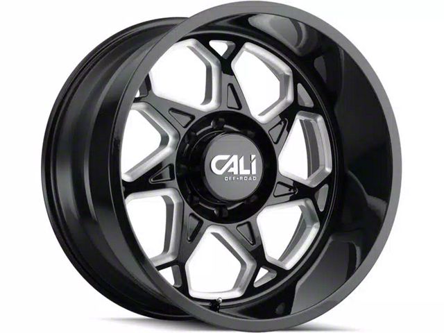 Cali Off-Road Sevenfold Gloss Black Milled 6-Lug Wheel; 20x9; 0mm Offset (21-24 Bronco, Excluding Raptor)