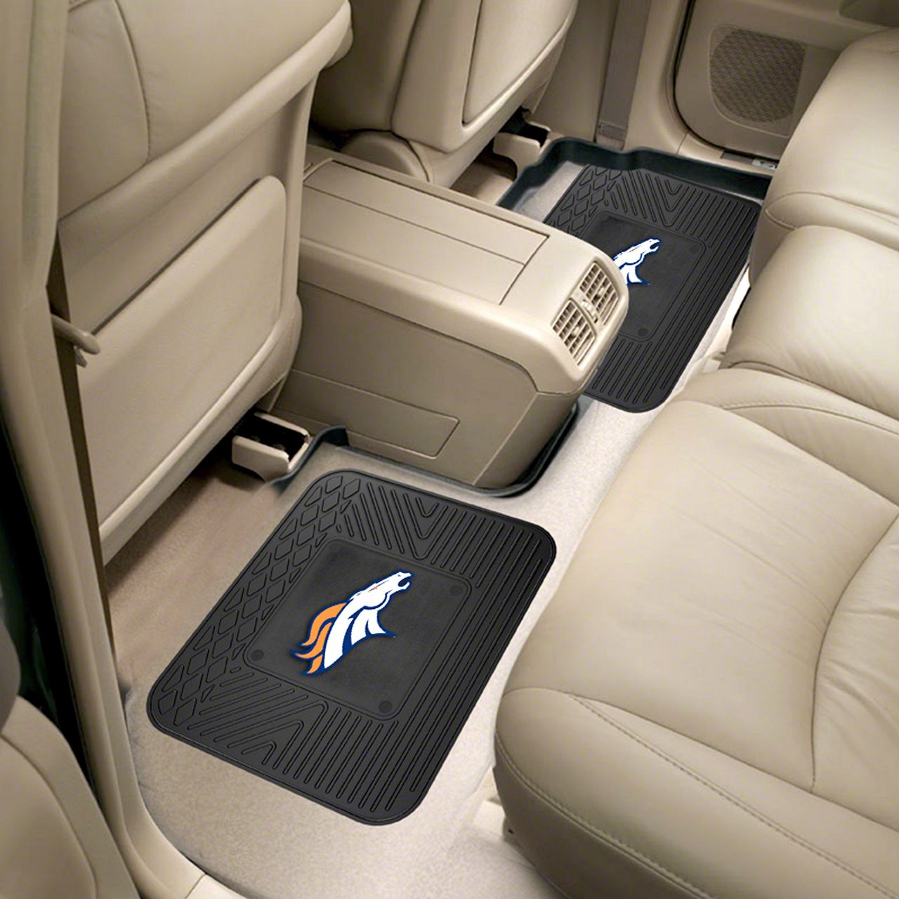 Bronco Molded Rear Floor Mats with Denver Broncos Logo (Universal; Some