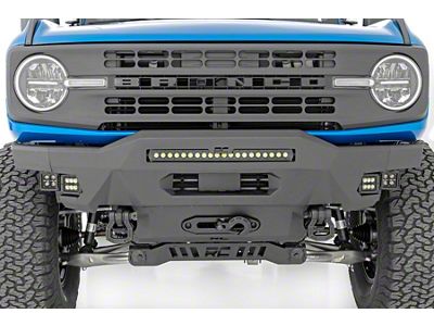 Rough Country High Clearance Front Bumper with 20-Inch Black Series LED Light Bar and Black Series Amber DRL Fog Lights (21-23 Bronco, Excluding Raptor)