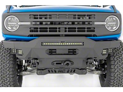 Rough Country High Clearance Front Bumper with 20-Inch Black Series LED Light Bar and Black Series Flood and SAE Fog Lights (21-24 Bronco, Excluding Raptor)