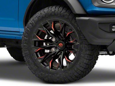 Fuel Wheels Flame Gloss Black Milled with Red Accents 6-Lug Wheel; 20x10; -18mm Offset (21-24 Bronco, Excluding Raptor)