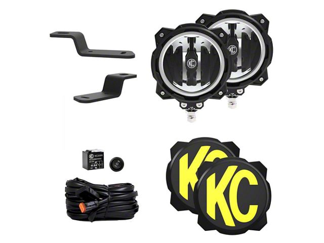 KC HiLiTES Gravity Pro6 LED 2-Light System with Ditch Light Mount; Wide-40 Beam (21-24 Bronco)