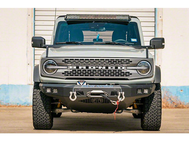 Road Armor Skid Plate for Stealth Front Bumper; Textured Black (21-23 Bronco)