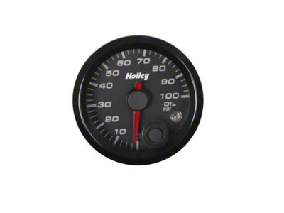 Holley 2-1/16-Inch Analog Style Oil Pressure Gauge; 10 to 100 PSI; Black (Universal; Some Adaptation May Be Required)