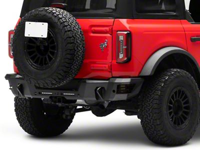 Rough Country Rear Bumper with 6-Inch Slim Line LED Light Bars and Black Series Flood Cube Lights (21-23 Bronco, Excluding Raptor)