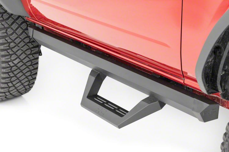 Rough Country Bronco SRX2 Adjustable Aluminum Side Step Bars; Textured