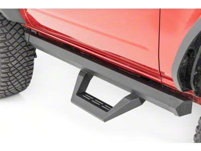 Rough Country SRX2 Adjustable Aluminum Side Step Bars; Textured Black (21-24 Bronco 2-Door)
