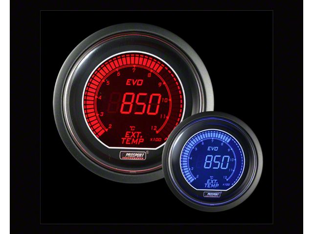 Prosport 52mm EVO Metric Series Exhaust Gas Temperature Gauge; Electrical; Blue/Red (Universal; Some Adaptation May Be Required)
