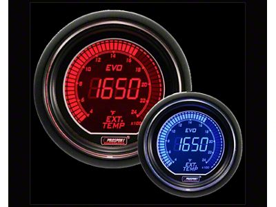 Prosport 52mm EVO Series Digital Exhaust Gas Temperature Gauge; Electrical; Blue/Red (Universal; Some Adaptation May Be Required)