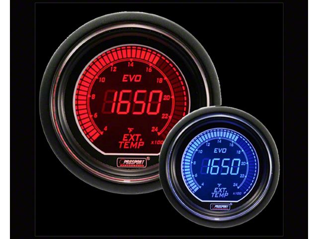 Prosport 52mm EVO Series Digital Exhaust Gas Temperature Gauge; Electrical; Blue/Red (Universal; Some Adaptation May Be Required)