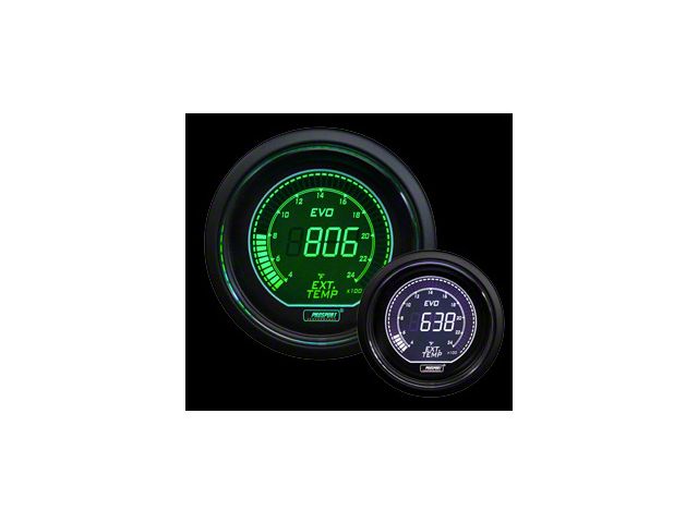 Prosport 52mm EVO Series Digital Exhaust Gas Temperature Gauge; Electrical; Green/White (Universal; Some Adaptation May Be Required)