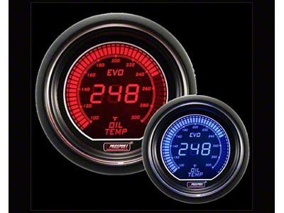Prosport 52mm EVO Series Digital Oil Temperature Gauge; Electrical; Blue/Red (Universal; Some Adaptation May Be Required)