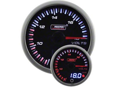 Prosport 52mm JDM Series Dual Display Volt Gauge; Electrical; Amber/White (Universal; Some Adaptation May Be Required)
