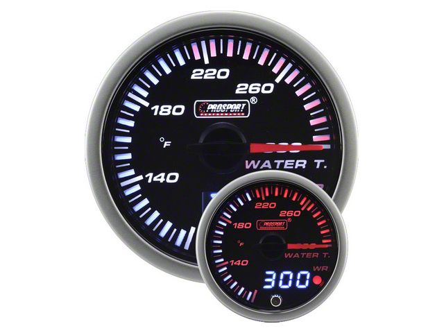 Prosport 52mm JDM Series Dual Display Water Temperature Gauge; Electrical; Amber/White (Universal; Some Adaptation May Be Required)
