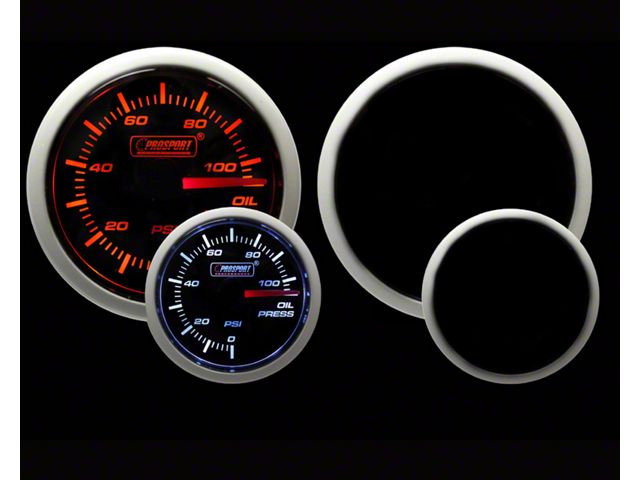 Prosport 52mm Performance Series Oil Pressure Gauge; Electrical; Amber/White (Universal; Some Adaptation May Be Required)