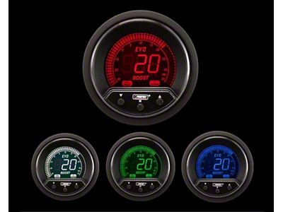 Prosport 52mm Premium EVO Series Boost Gauge; Electrical; 35 PSI; Blue/Red/Green/White (Universal; Some Adaptation May Be Required)