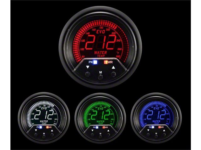 Prosport 52mm Premium EVO Series Water Temperature Gauge; Electrical; Blue/Red/Green/White (Universal; Some Adaptation May Be Required)