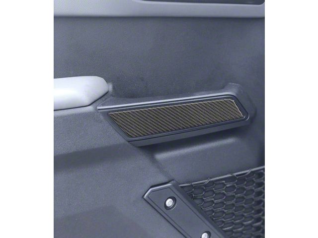 Front Side Door Pull Handle Overlays; Domed Carbon Fiber (21-24 Bronco)