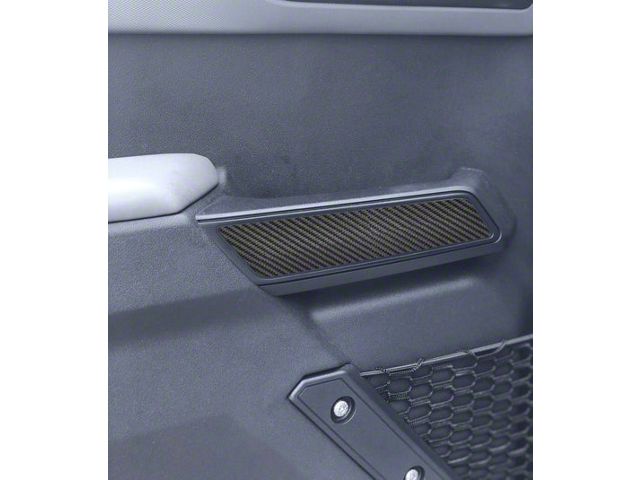 Front Side Door Pull Handle Overlays; Raw Carbon Fiber (21-24 Bronco)