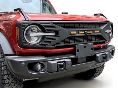 American Modified Tomahawk Grille with Amber Lights; Matte Black (21-24 Bronco w/o Forward Facing Camera)
