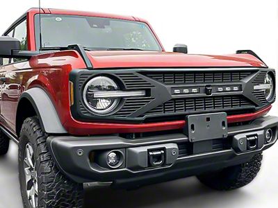 American Modified Tomahawk Grille with Off-Road Lights; Matte Black (21-24 Bronco w/o Forward Facing Camera)