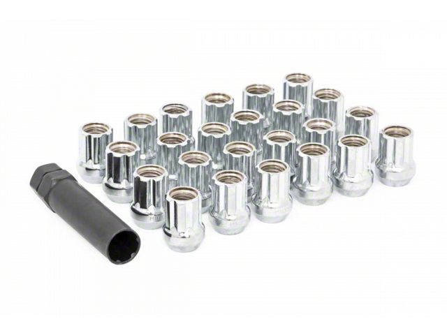 Rough Country Chrome Open End Style Lug Nut Kit; M14 x 1.5; Set of 24 (21-24 Bronco, Excluding Raptor)