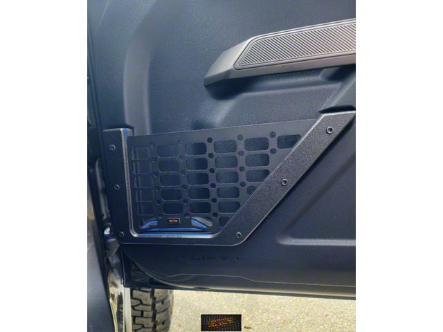 Orange Boxx Fabrication Front Door MOLLE Nets; Iron Grey with Velocity Blue Color Ring (21-24 Bronco)