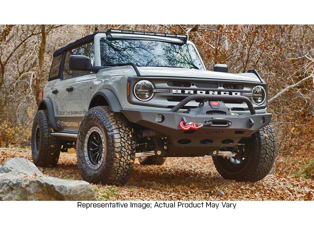 Expedition One Front Bumper with Center Hoop; Bare Metal (21-24 Bronco, Excluding Raptor)