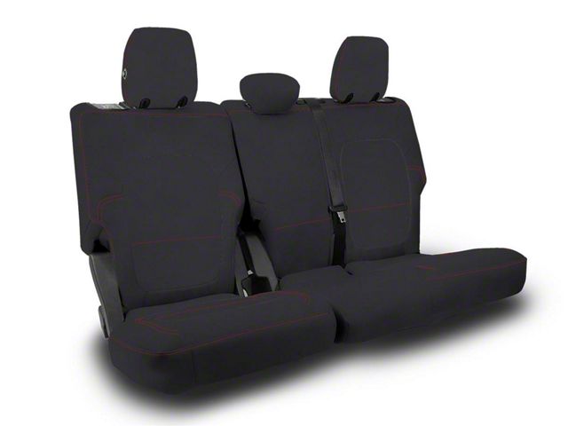 PRP Rear Bench Seat Cover; Black and Red (21-24 Bronco 4-Door)