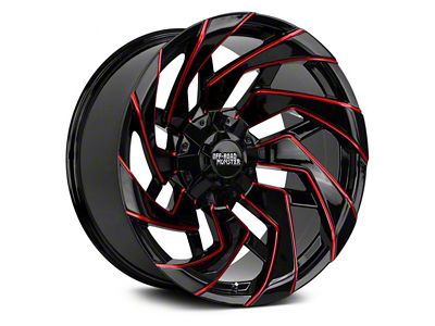 Off-Road Monster M24 Gloss Black Candy Red Milled 6-Lug Wheel; 20x10; -19mm Offset (22-24 Bronco Raptor)
