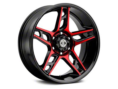 Xtreme Offroad NX-15 Midnight Black Red Face 6-Lug Wheel; 20x10; -25mm Offset (22-24 Bronco Raptor)