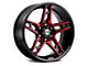 Xtreme Offroad NX-15 Midnight Black Red Face 6-Lug Wheel; 20x10; -25mm Offset (22-24 Bronco Raptor)