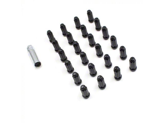 Black 6-Spline Lug Nut Kit; 14mm x 1.5; Set of 24 (22-24 Bronco Raptor)