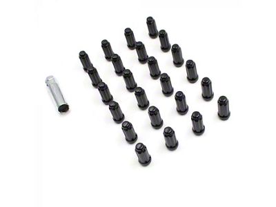Black 6-Spline Lug Nut Kit; 14mm x 1.5; Set of 24 (22-23 Bronco Raptor)