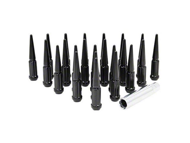 Black Spike Lug Nut Kit; 14mm x 1.5; Set of 24 (22-24 Bronco Raptor)